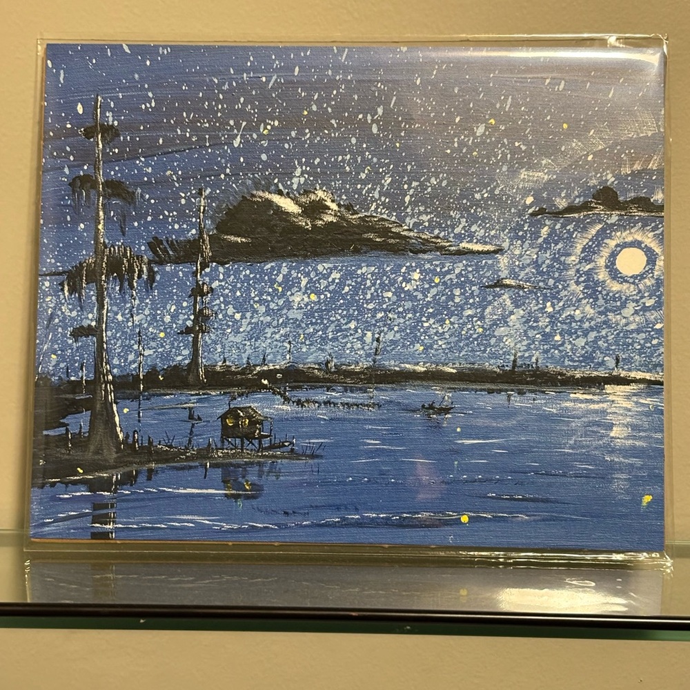 Starry Night Swamp Art Print 8x10 by local Louisiana artist